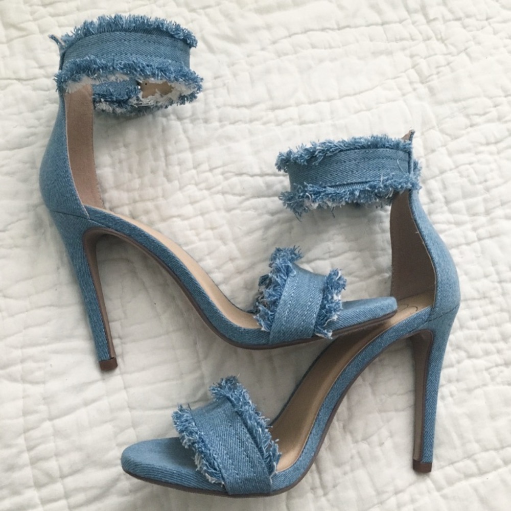 Frayed Denim Heels